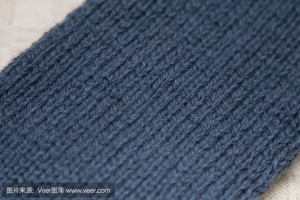 手工針織圖案特寫。羊毛針織紗。